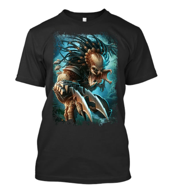 Predator Alien Sci-Fi Creature With Dreadlocks And Blades T-Shirt