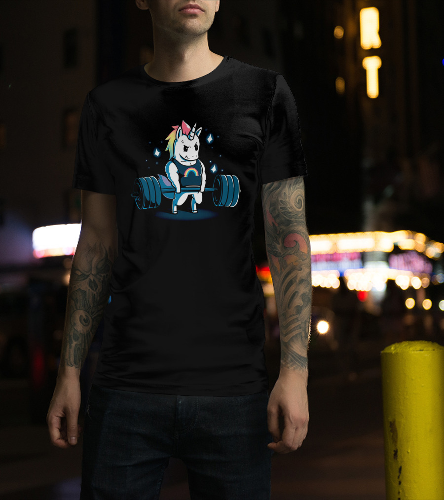 Weightlifting Rainbow Unicorn Gym T-Shirt