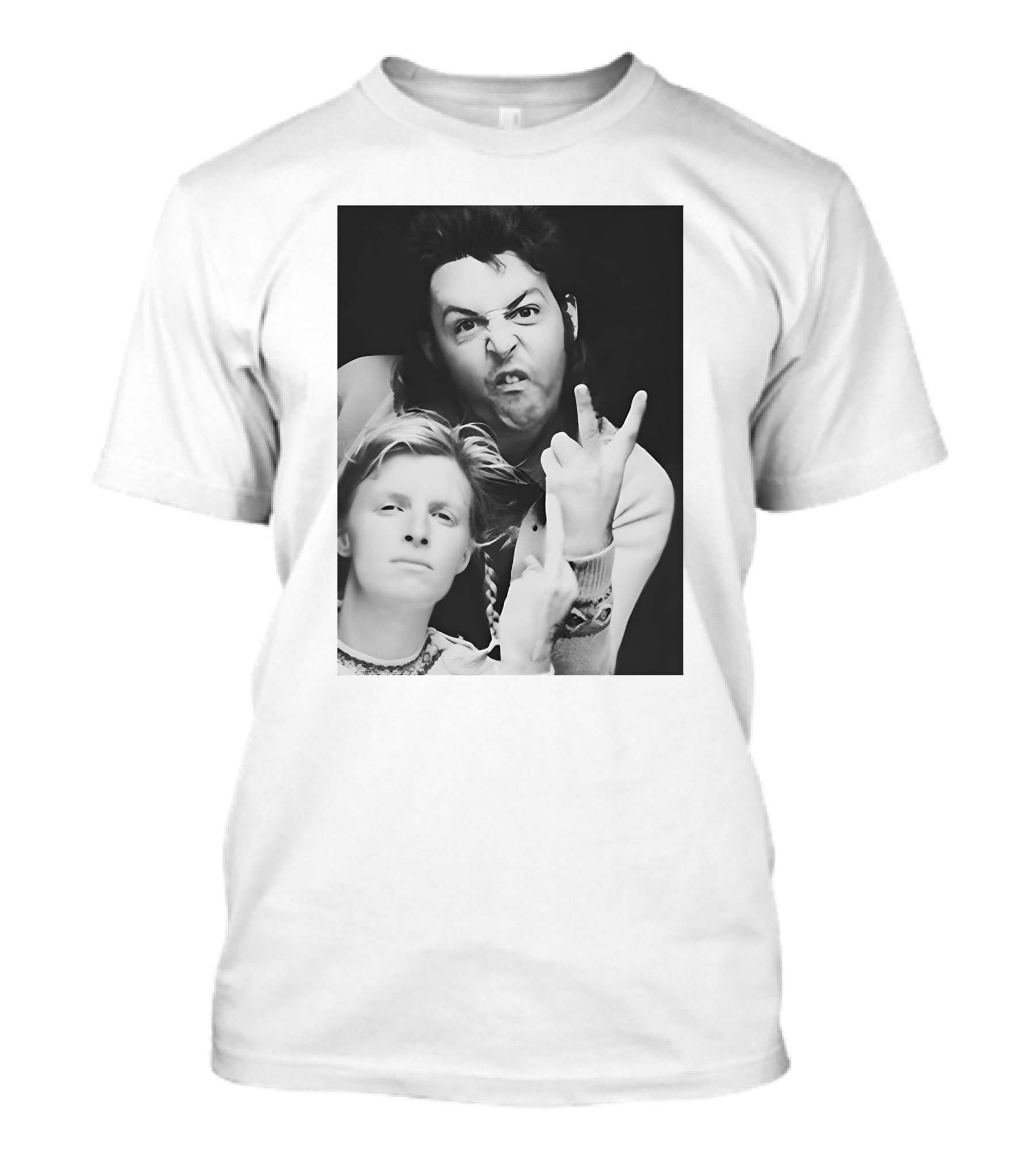 Paul Linda Wings Over Europe V Iconic Rock Duo Black White Photographic T-Shirt