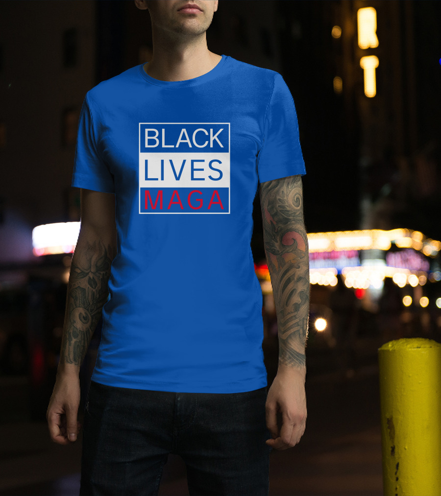 Black Lives Maga Textual Logo Design In Blue White And Red T-Shirt