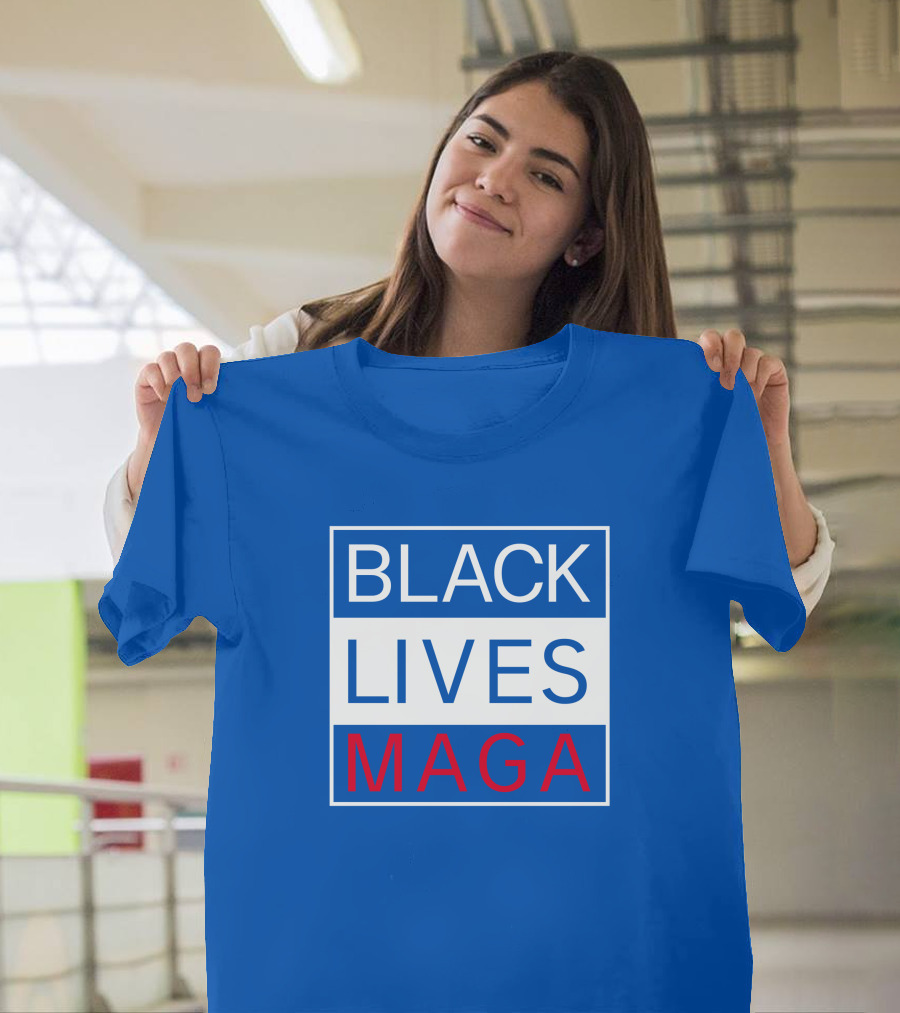 Black Lives Maga Textual Logo Design In Blue White And Red T-Shirt
