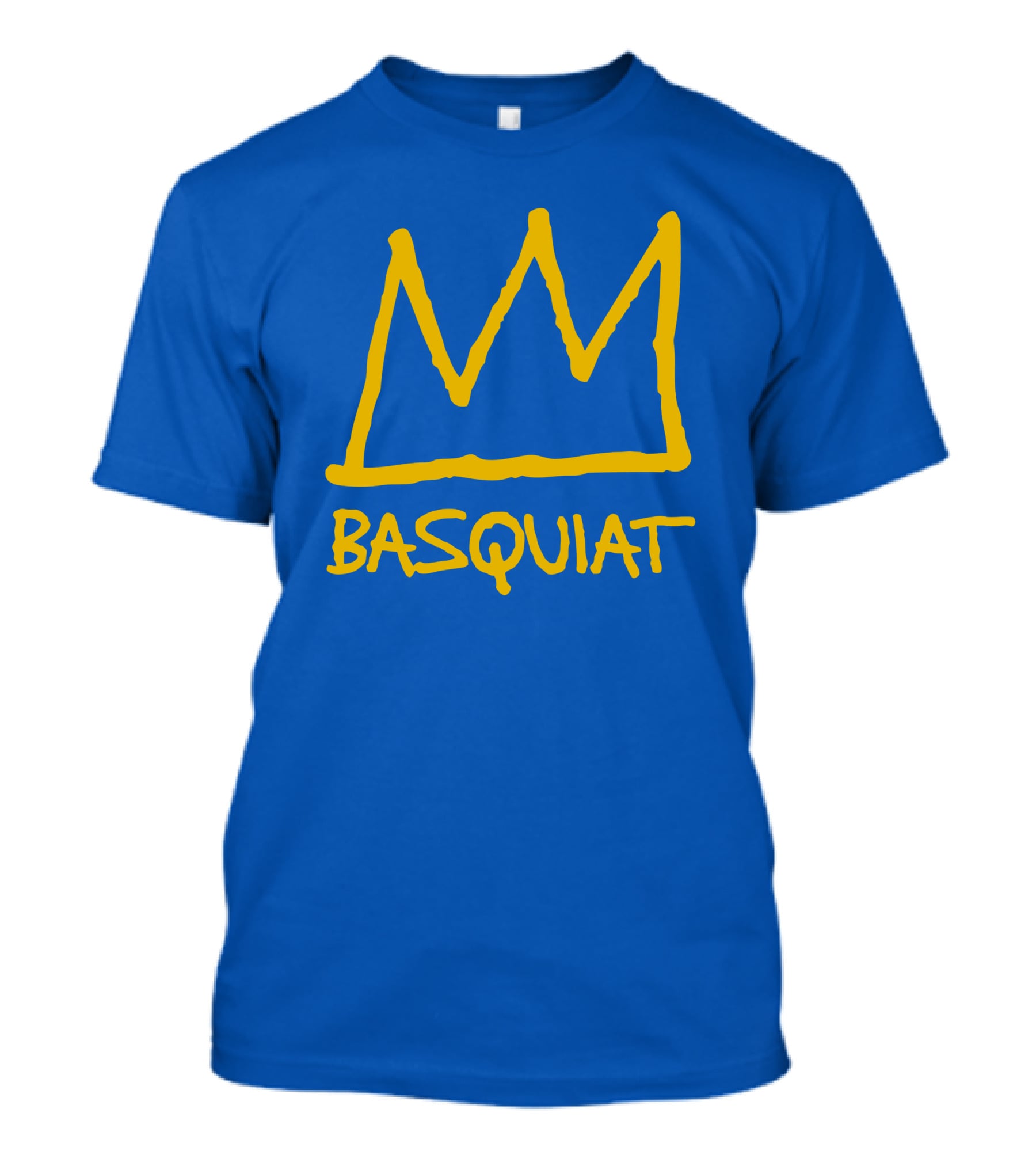 Basquiat Crown Icon Yellow On Blue T-Shirt