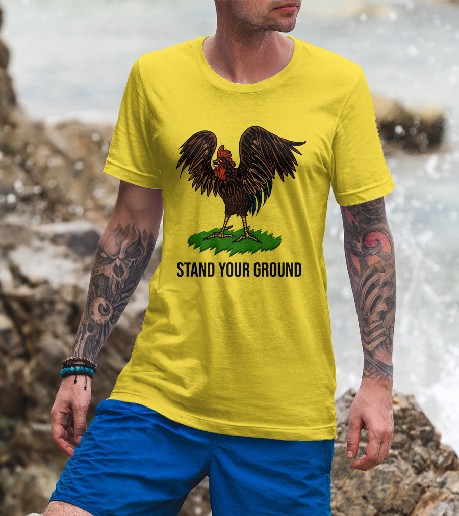 Stand Your Ground Rooster On Grass T-Shirt