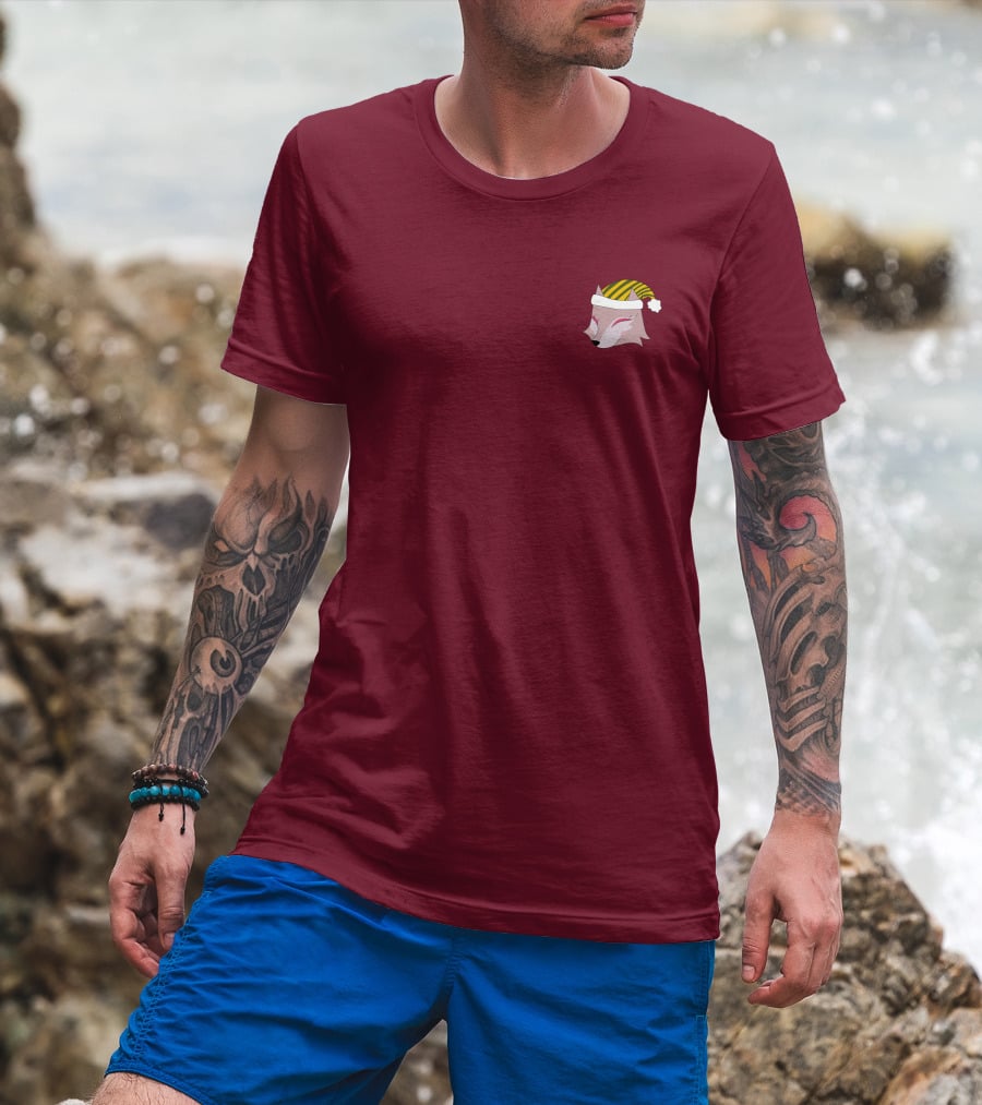 Paula Wolf Noel Festive Fox In Holiday Hat T-Shirt