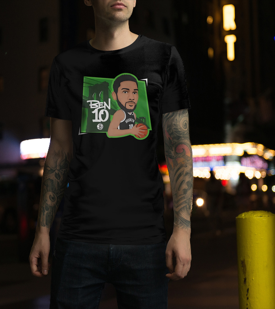 Ben 10 Brooklyn Basketball Caricature With Bridge Background T-Shirt