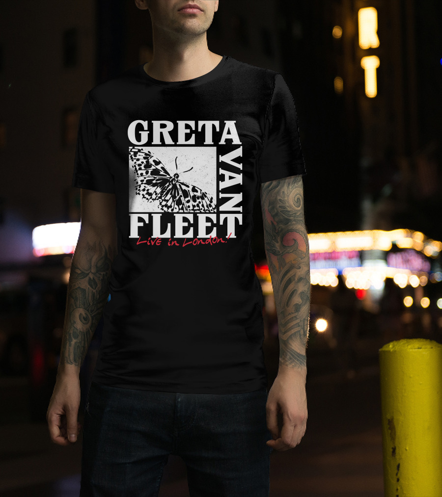 Greta Van Fleet Live In London Butterfly Motif T-Shirt