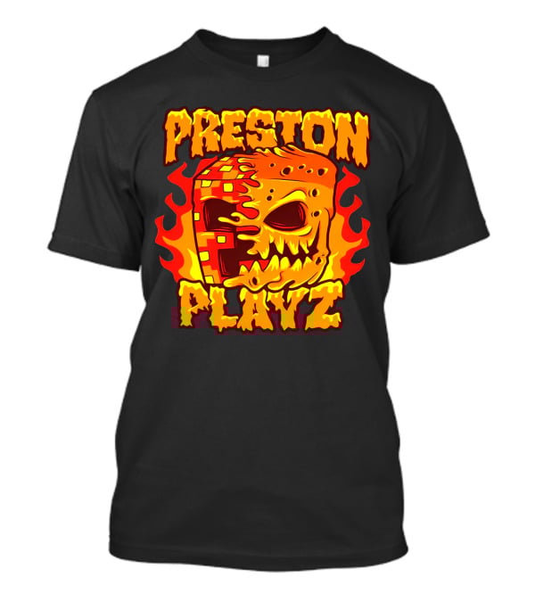 Preston Playz Flaming Pixel Mask Blaze T-Shirt