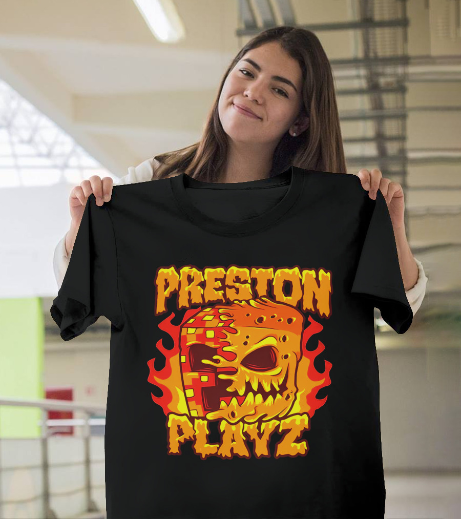 Preston Playz Flaming Pixel Mask Blaze T-Shirt