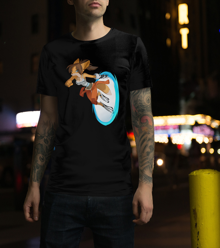Sajira Aperture Laboratories Fox Chell Stormi Folf Portal Character T-Shirt