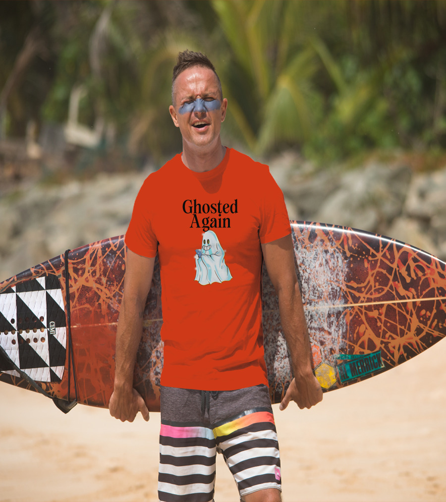 Ghosted Again Smiling Ghost With Phone Oranger T-Shirt