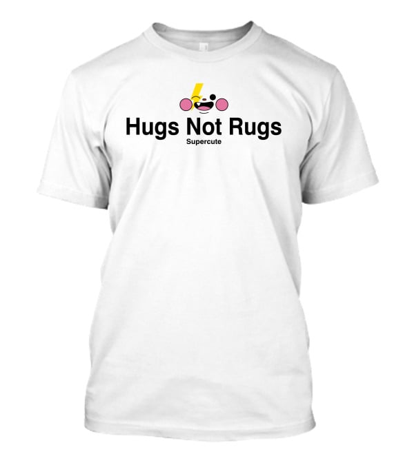 Hugs Not Rugs Supercute Smiling Face With Pink Cheeks And Lightning Bolt T-Shirt