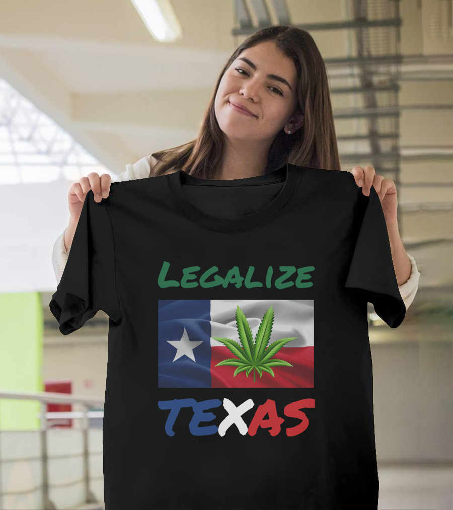 Legalize Texas Cannabis Leaf with Texas Flag Colors T-Shirt