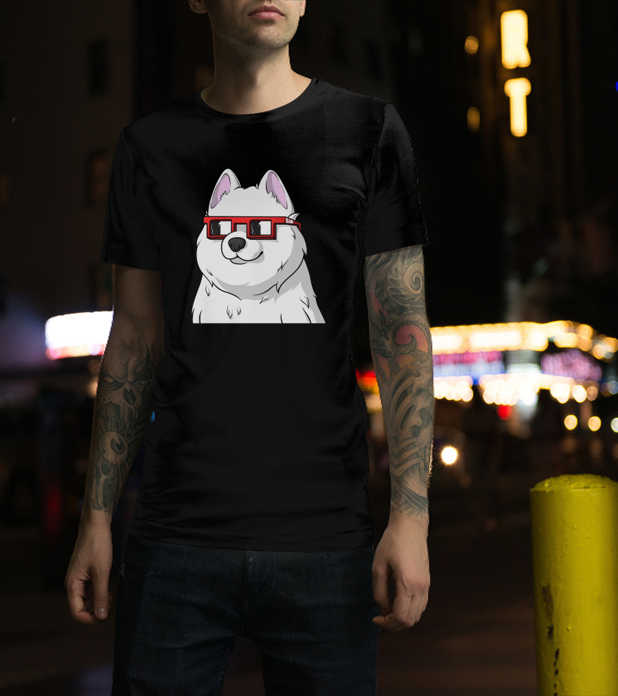 SAMO X Nouns White Dog With Red Glasses T-Shirt