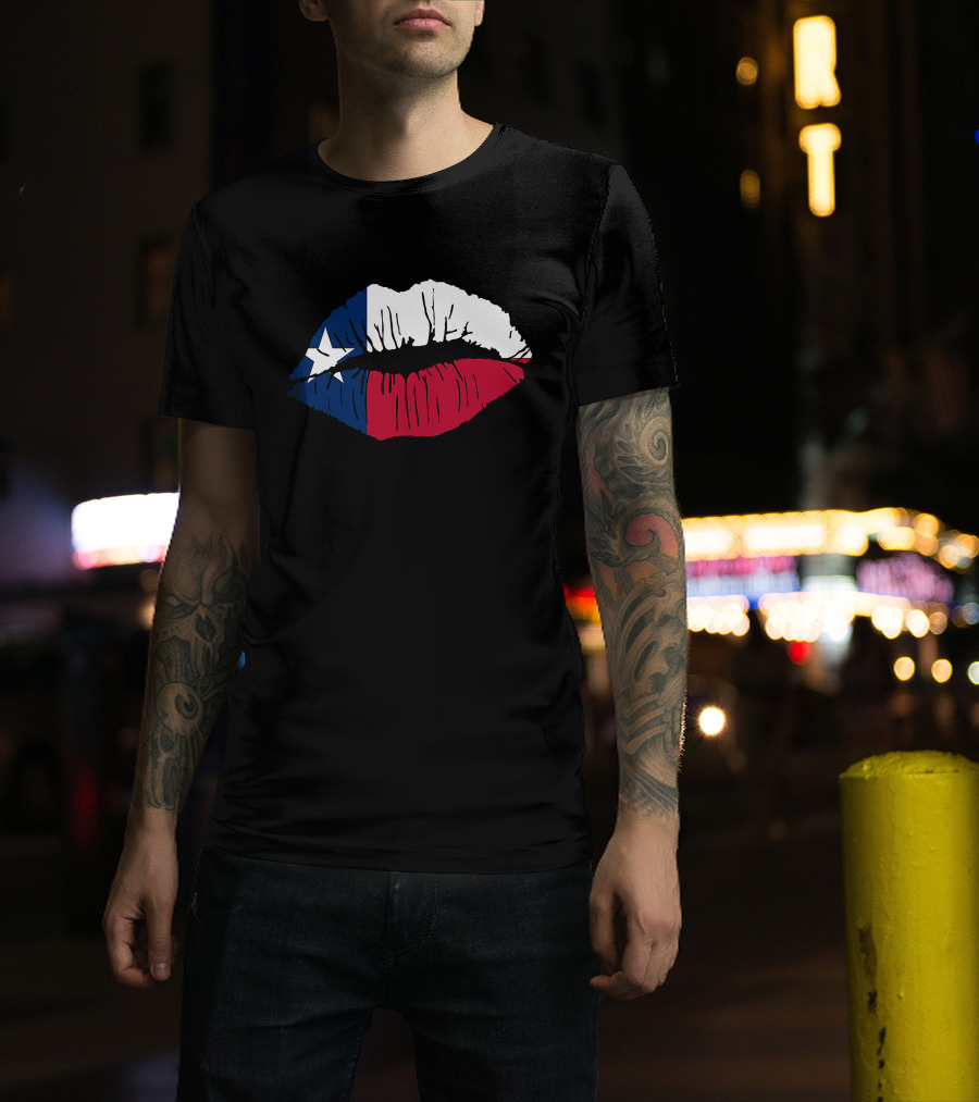 Texas Lone Star Flag Lips T-Shirt