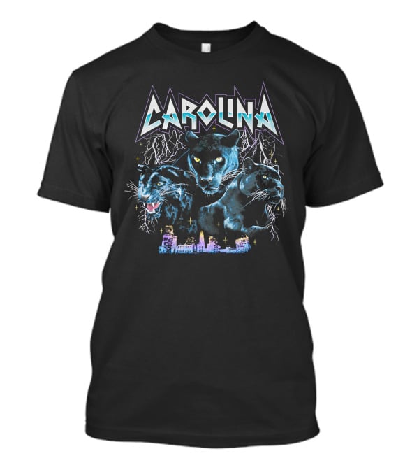 Carolina Panthers Thunderbolt Black Panther Trio Skyline T-Shirt