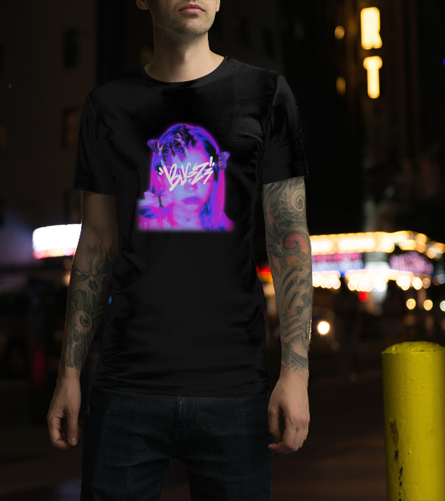 Bugzz Girl Neon Butterfly Aesthetic T-Shirt