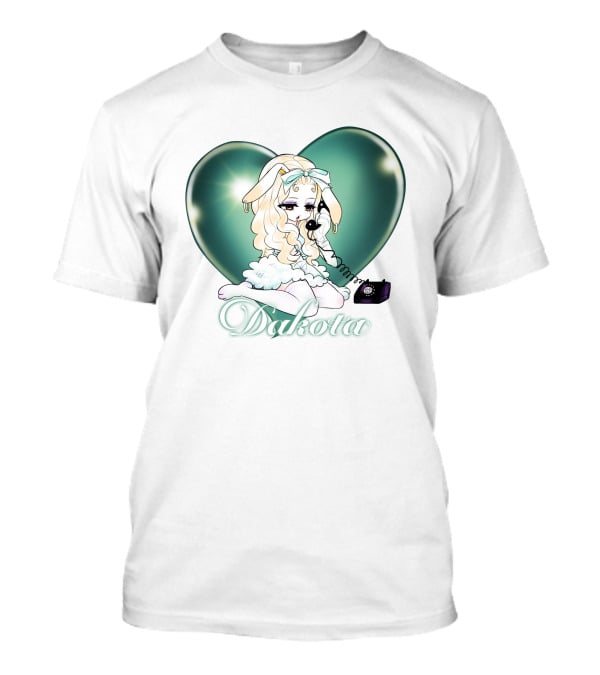 Dakota Cute Bunny Girl With Heart And Vintage Phone T-Shirt