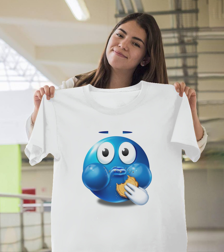 Pac-Man Style Blue Ghost Eating Cookies Hungee T-Shirt