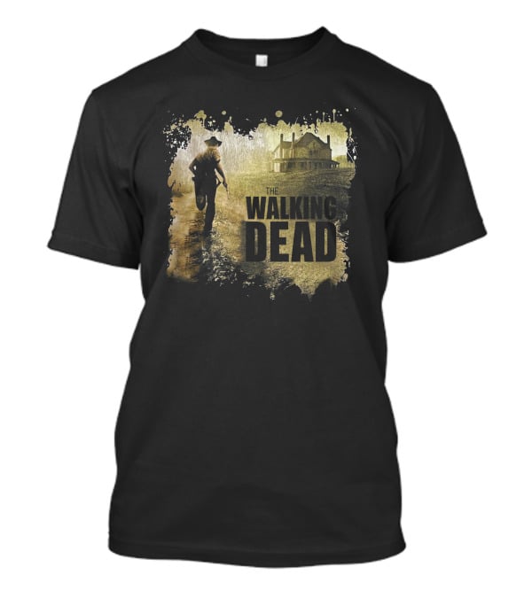 The Walking Dead Sheriff Silhouette And Farmhouse Scene T-Shirt