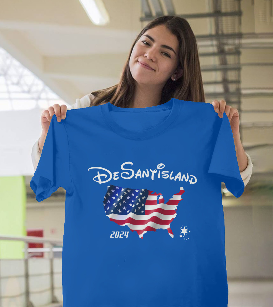 Desantisland 2024 American Flag Map T-Shirt