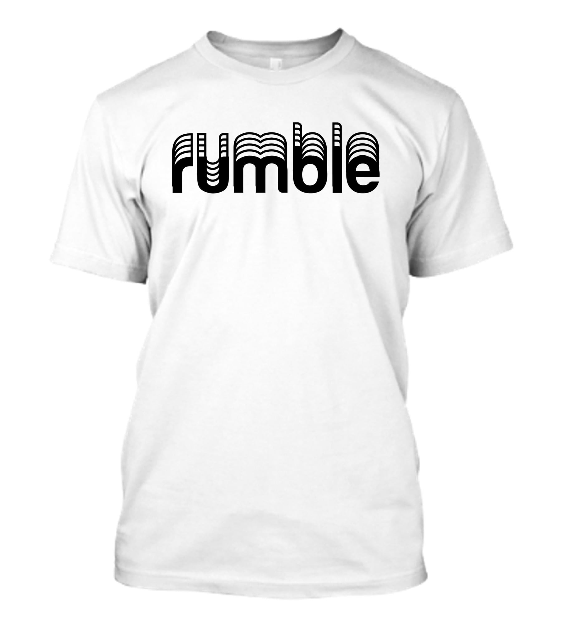 Rumble Optical Illusion Text Design White T-Shirt