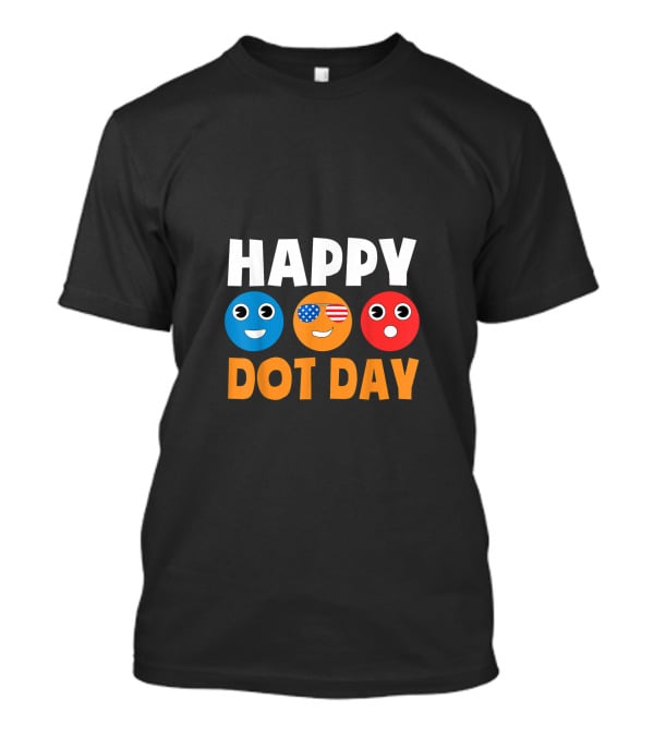 Happy International Dot Day Colorful Emoji Faces With USA Flag Glasses T-Shirt
