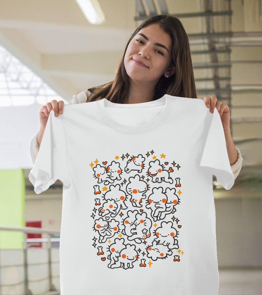 Bunnysutra 2 Cute Bunny Poses with Stars and Hearts T-Shirt