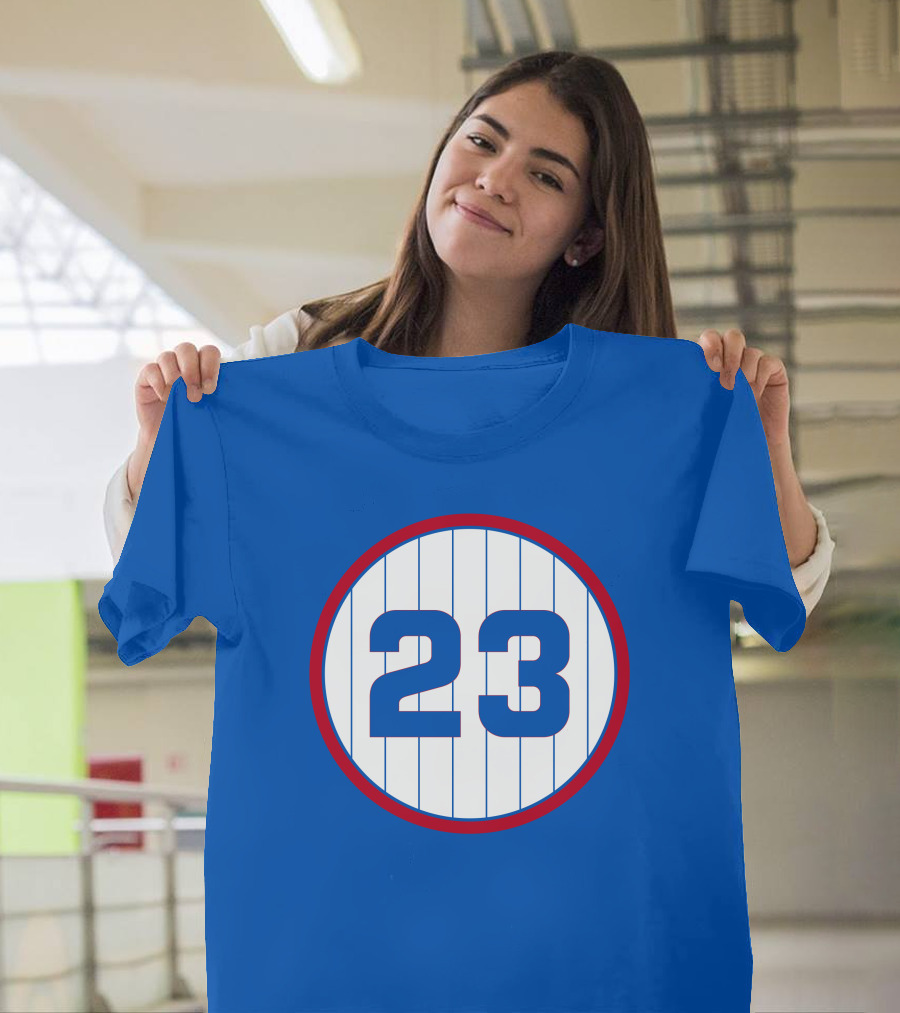 Harry Caray 23 Baseball Number Circle Blue Pinstripe T-Shirt