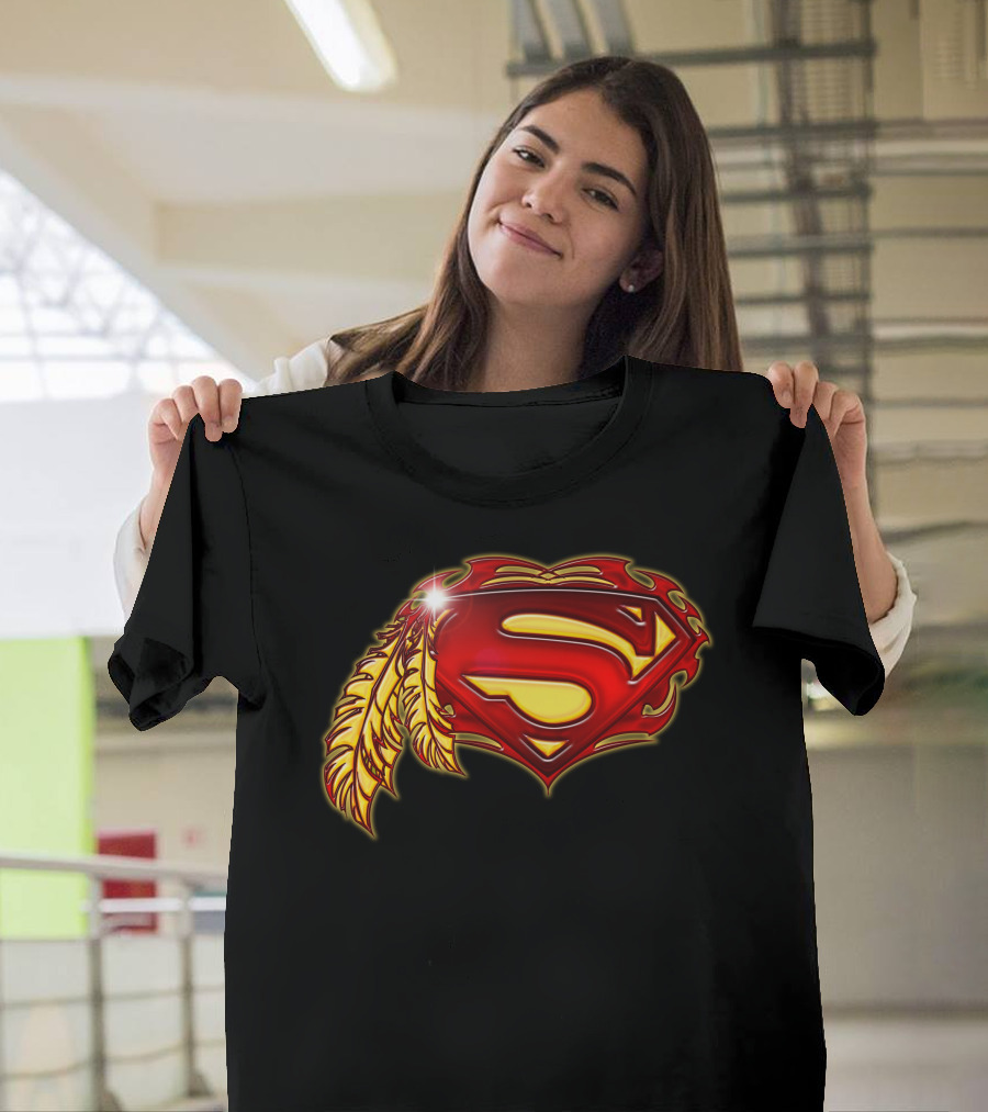 Superman Logo with Native Feather T-Shirt