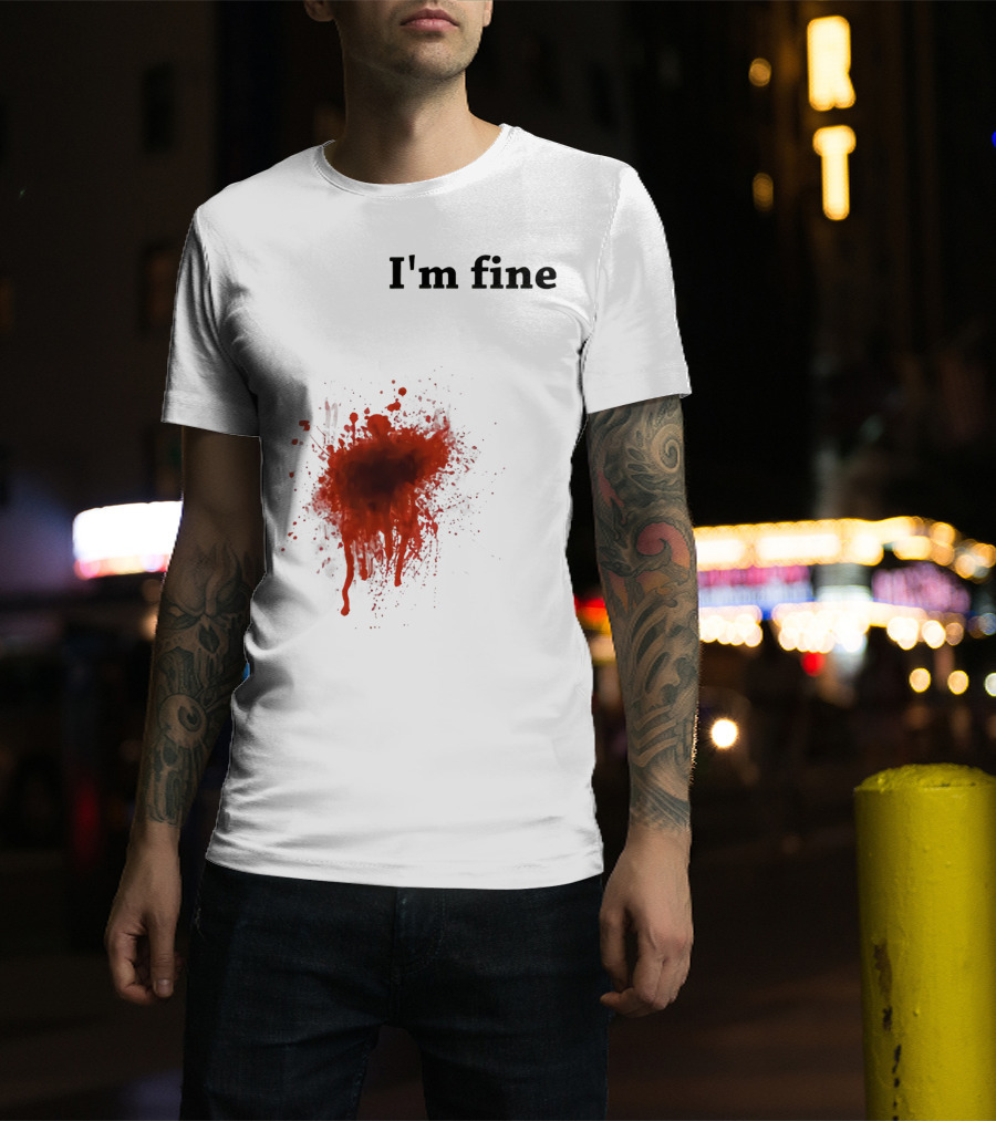 I'm Fine Bloody Zombie Bite Scary Halloween T-Shirt