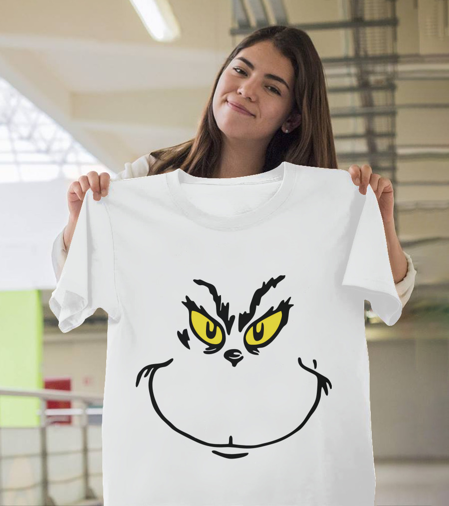 Grinch Face Yellow Eyes T-Shirt