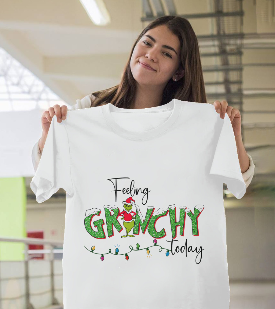 Feeling Grinchy Today Christmas Lights Holiday Festive T-Shirt