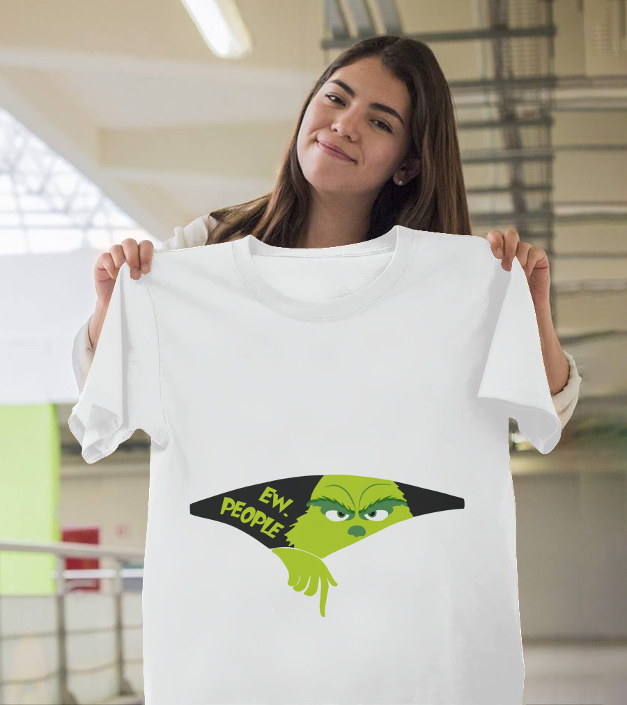 Ew People Grinch Face Peeking Out T-Shirt
