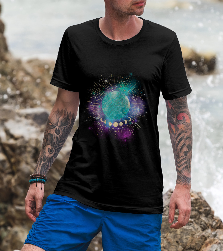 Miracle Planet Celestial Cosmic Phases With Stars And Galaxy Elements T-Shirt