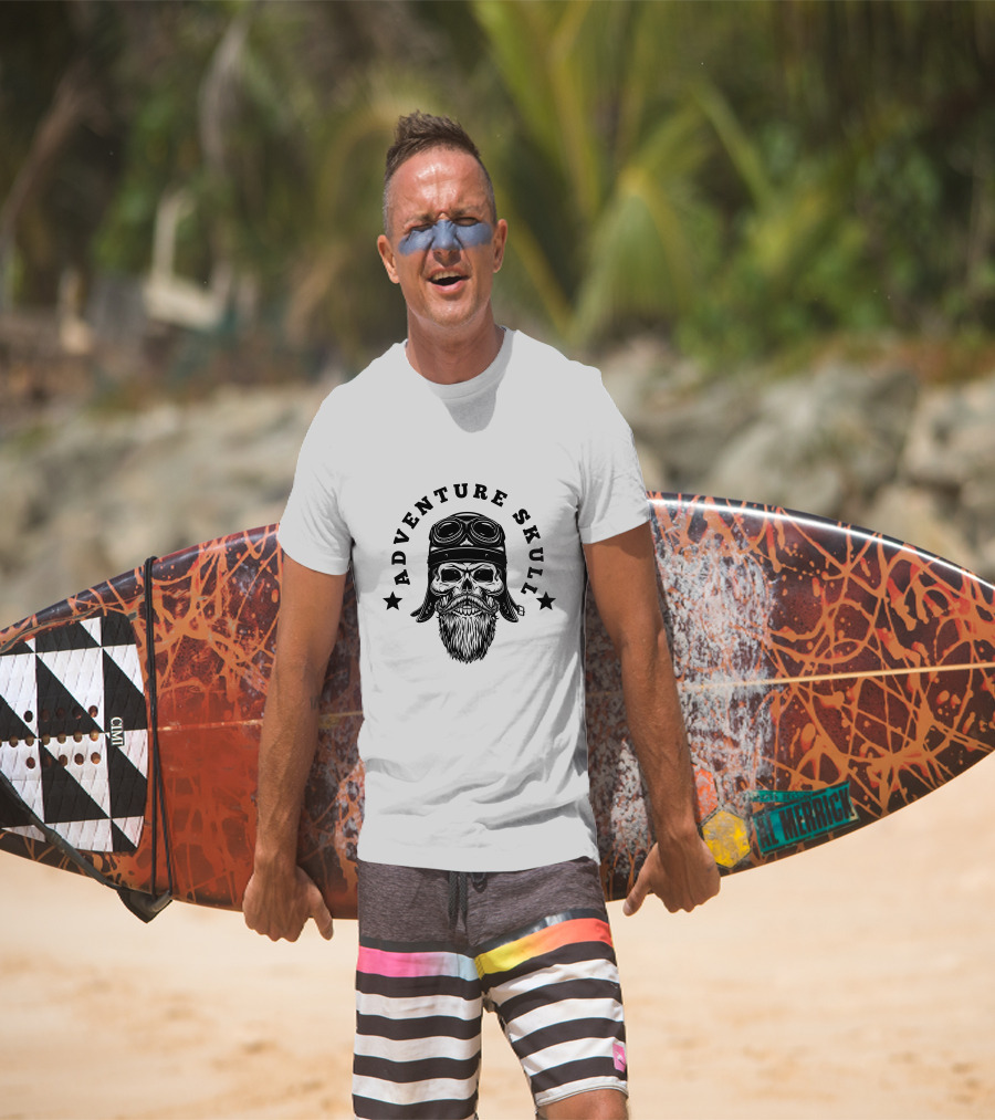 Adventure Skull Black Pilot T-Shirt