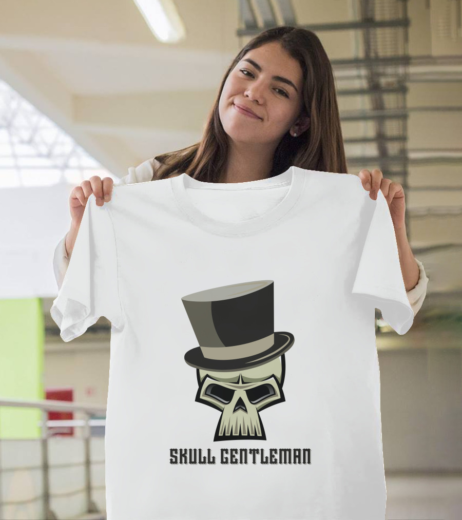 Skull Gentleman Noble Top Hat T-Shirt
