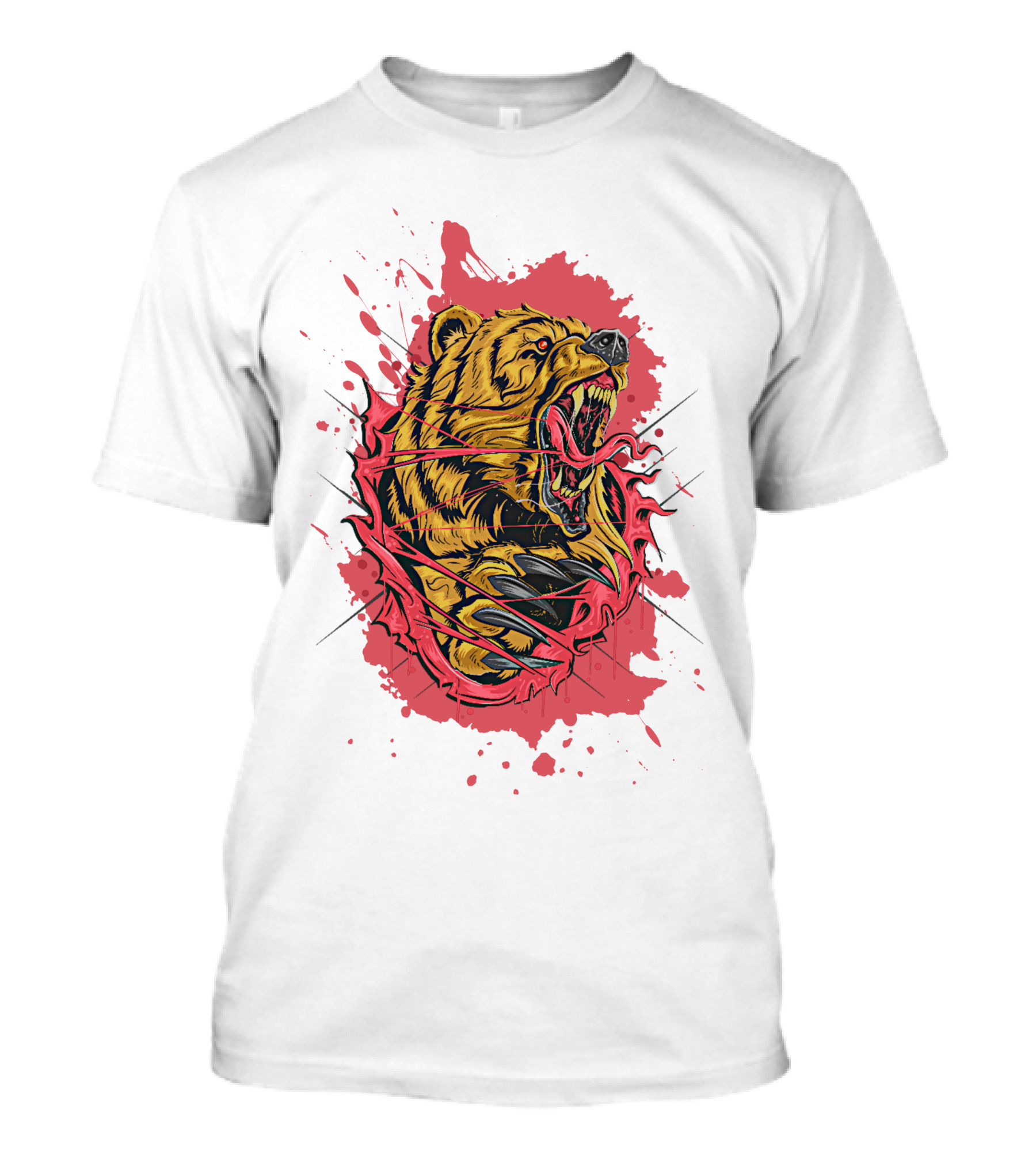 Bear Scary Roaring Splatter T-Shirt