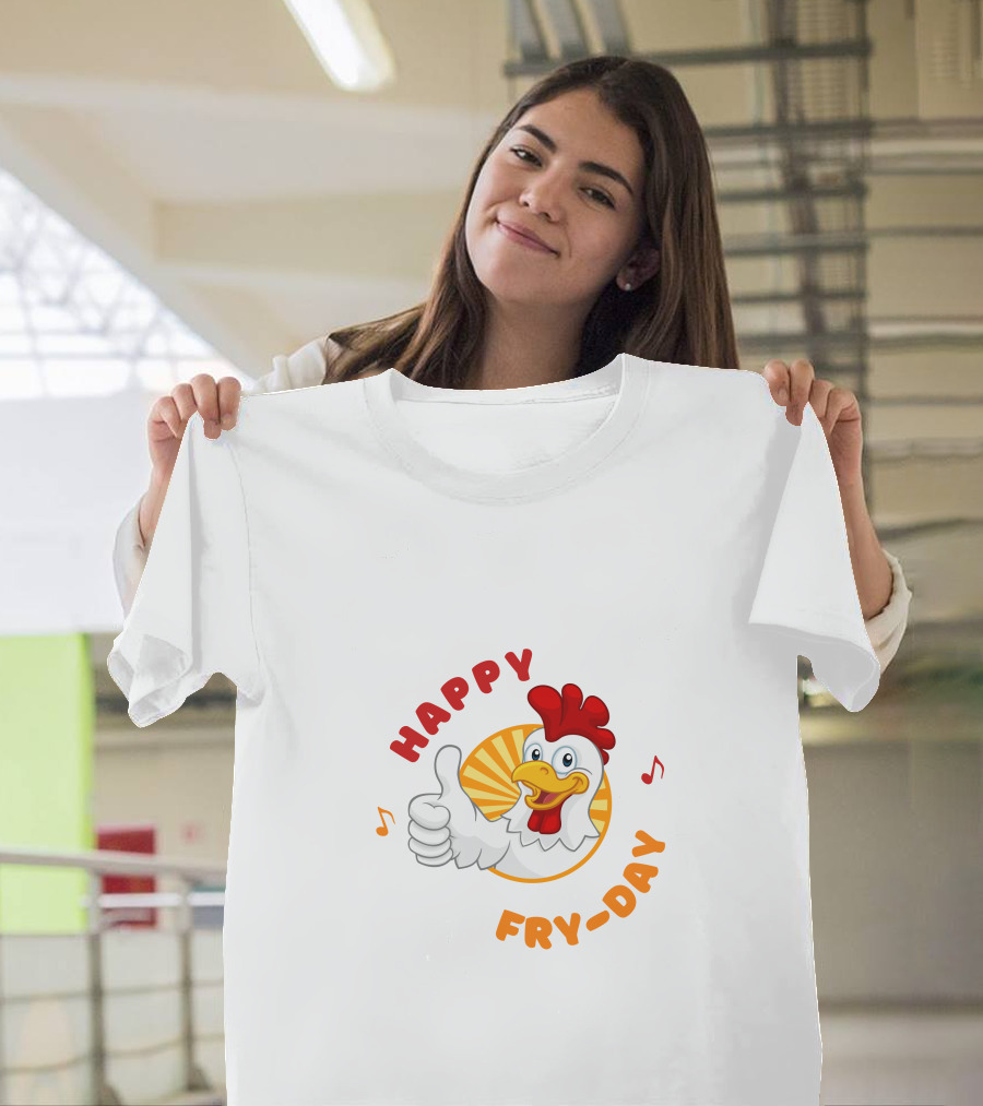 HAPPY FRY-DAY Chicken Thumbs Up With Musical Notes T-Shirt