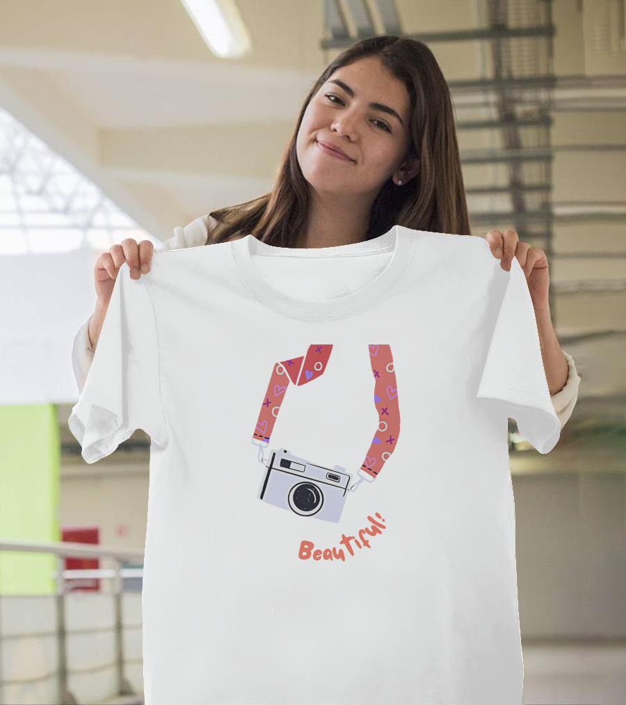 Beautiful Camera With Heart Strap T-Shirt