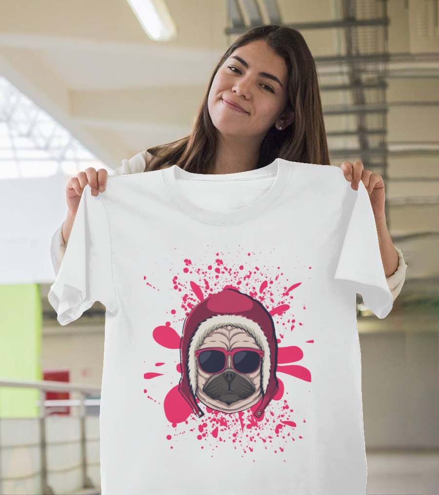 Pink Dog In Hood With Sunglasses T-Shirt