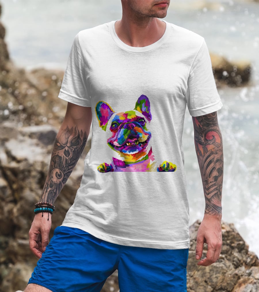 Colorful Dog Pop Art French Bulldog T-Shirt