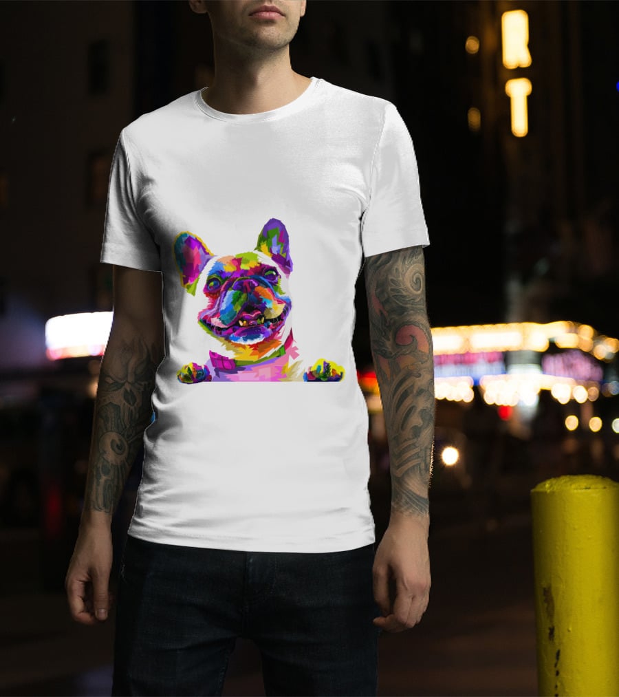 Colorful Dog Pop Art French Bulldog T-Shirt