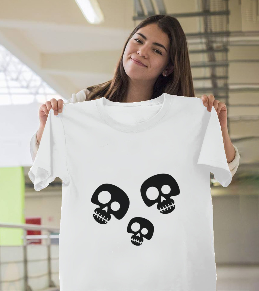 Skull Cute Trio Playful Black And White Skulls T-Shirt