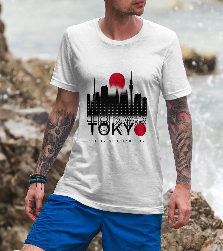 Tokyo Beauty Of Tokyo City Skyline Red Sun T-Shirt