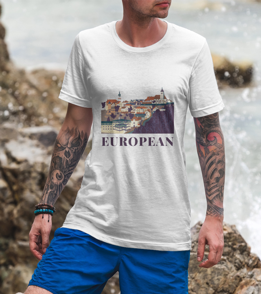 European Scenic Village Architecture Panorama T-Shirt