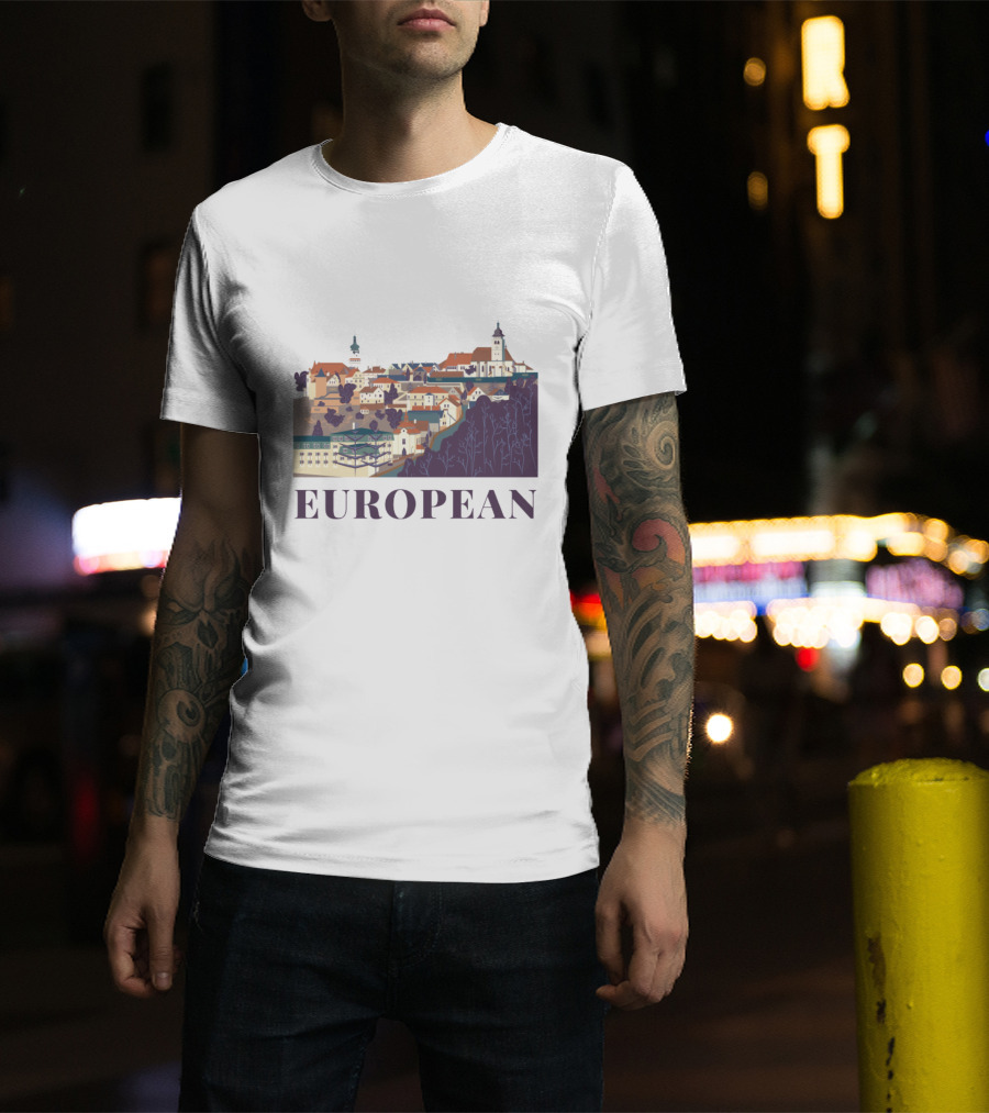 European Scenic Village Architecture Panorama T-Shirt