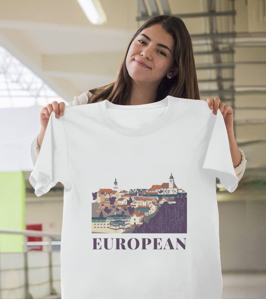 European Scenic Village Architecture Panorama T-Shirt