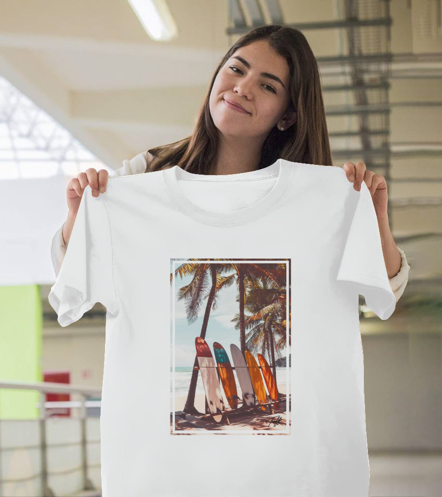 Tuff Surfboards Tropical Palm Beach Scene T-Shirt