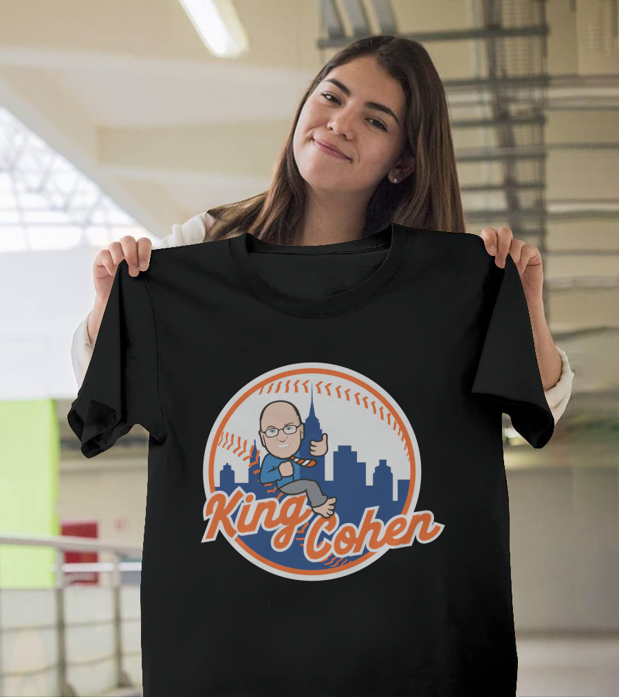 King Cohen Thumbs Up Cartoon New York Baseball Skyline T-Shirt
