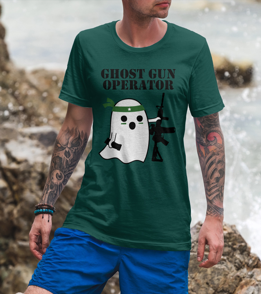 Ghost Gun Operator Ghost With Bandana And Rifle T-Shirt